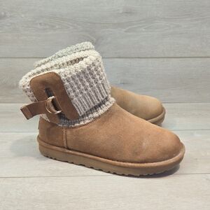 Ugg Australia Women Cozy Chestnut Ankle Boots with Knit Cuff Boots Shoes Sz 10